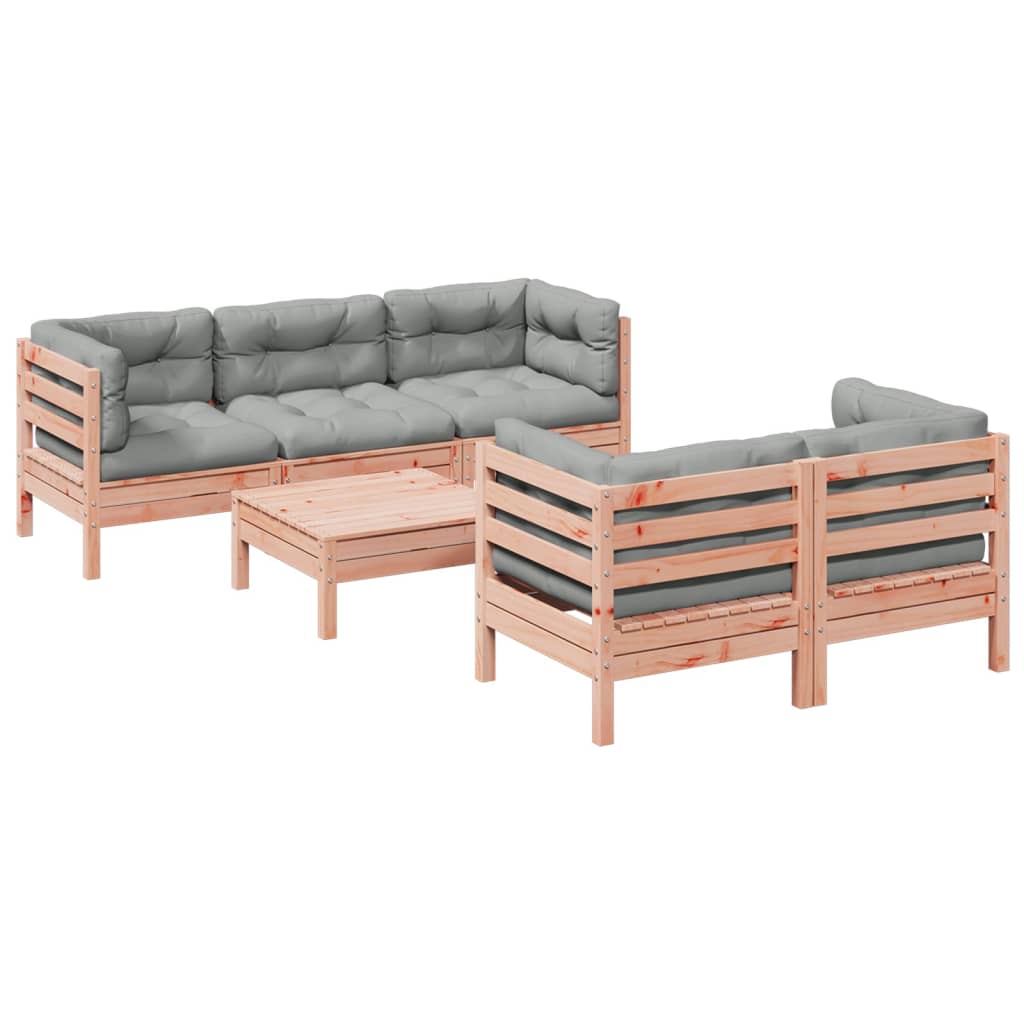 vidaXL 6-tlg. Garten-Sofagarnitur mit Kissen Massivholz Douglasie