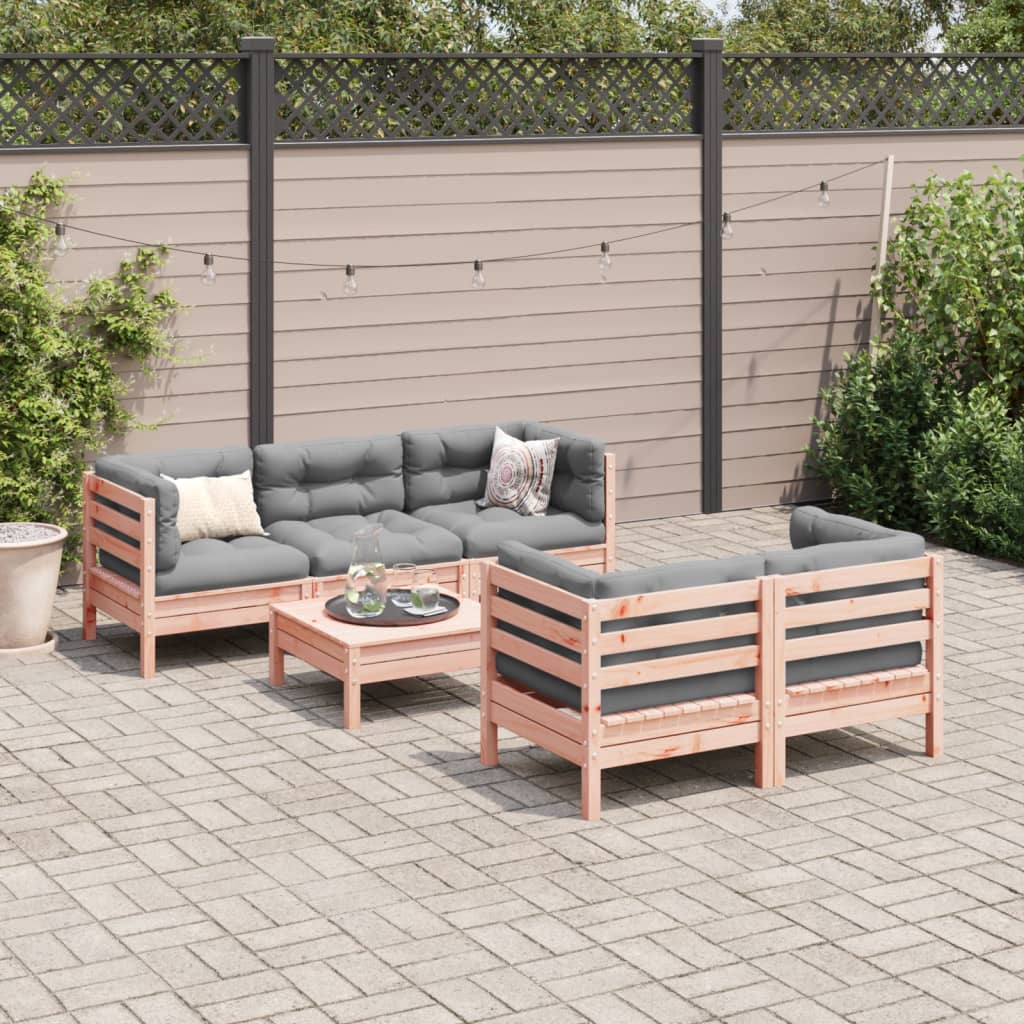 vidaXL 6-tlg. Garten-Sofagarnitur mit Kissen Massivholz Douglasie