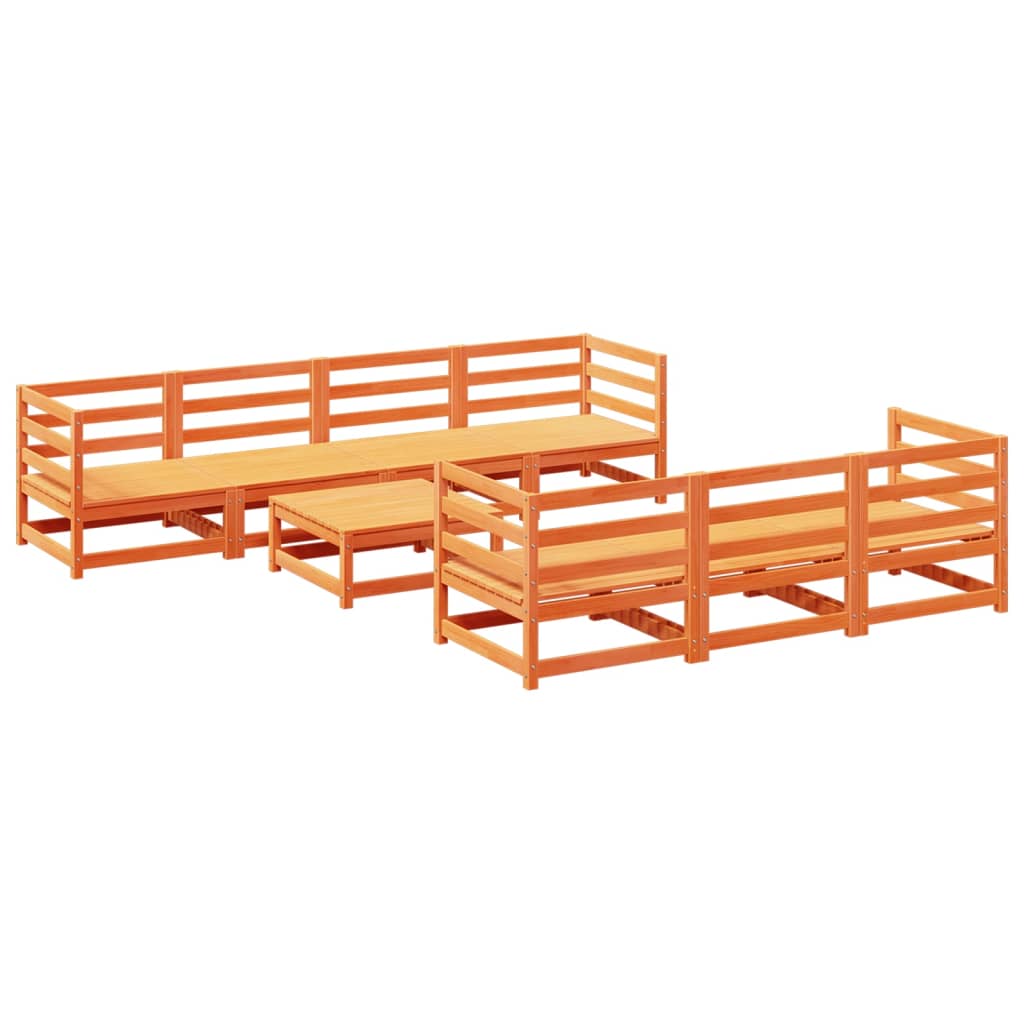 vidaXL 8-tlg. Garten-Sofagarnitur Wachsbraun Massivholz Kiefer