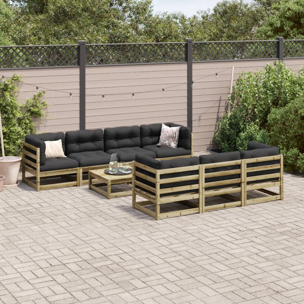 vidaXL 8-tlg. Garten-Sofagarnitur Kiefernholz Imprägniert