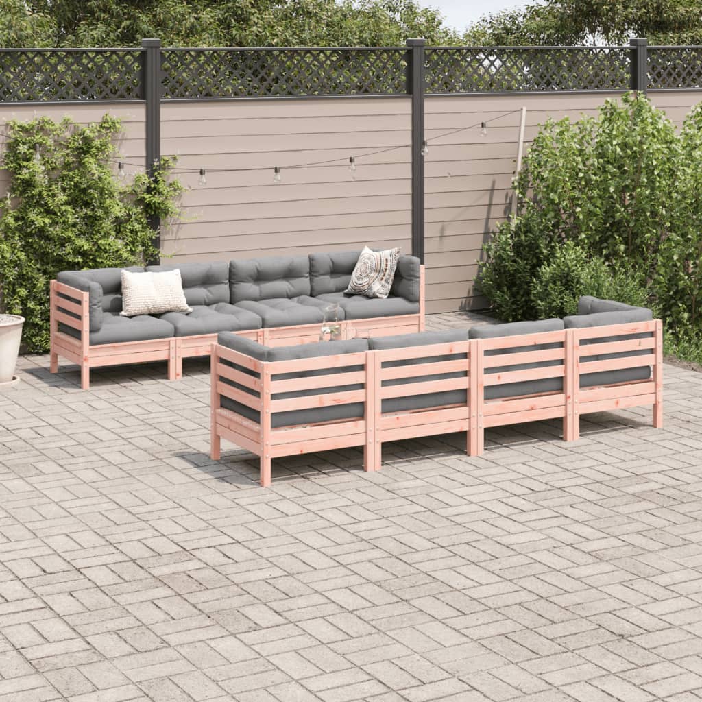 vidaXL 9-tlg. Garten-Sofagarnitur mit Kissen Massivholz Douglasie