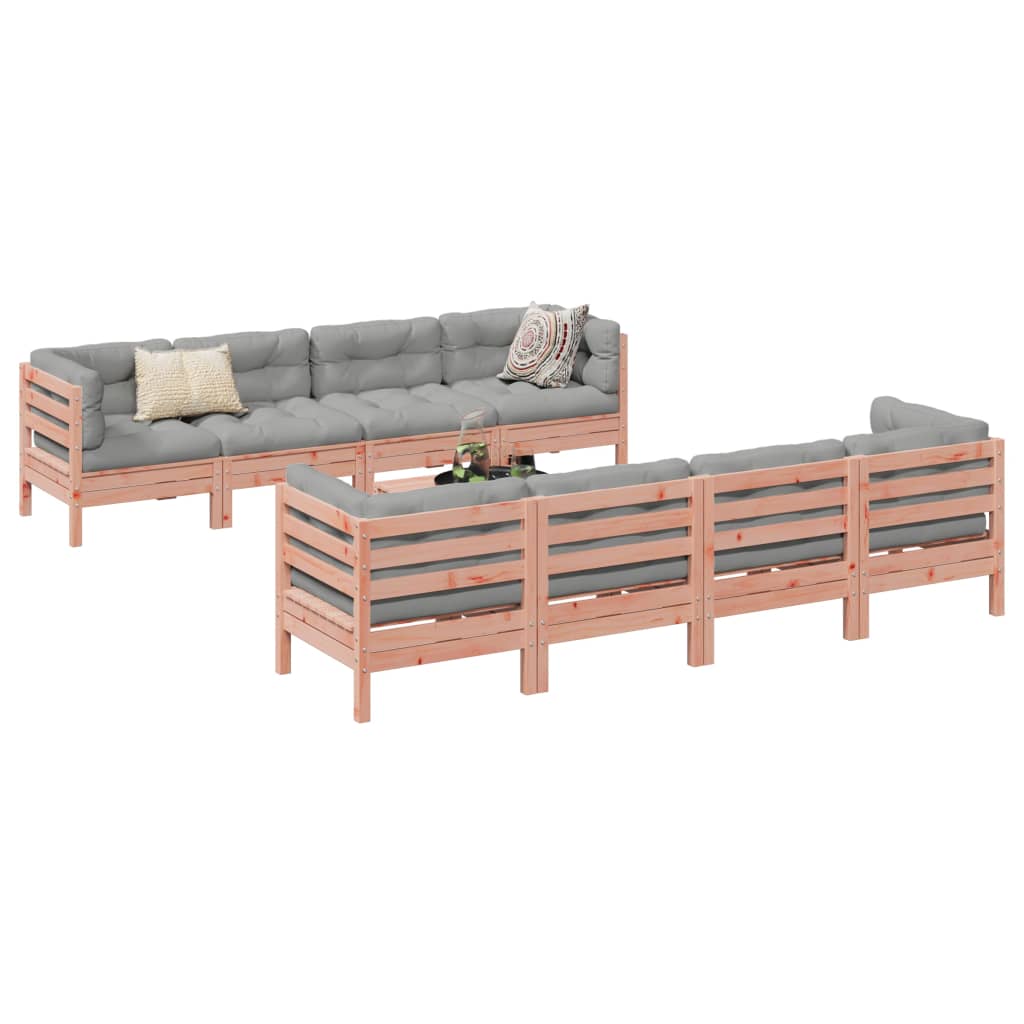 vidaXL 9-tlg. Garten-Sofagarnitur mit Kissen Massivholz Douglasie