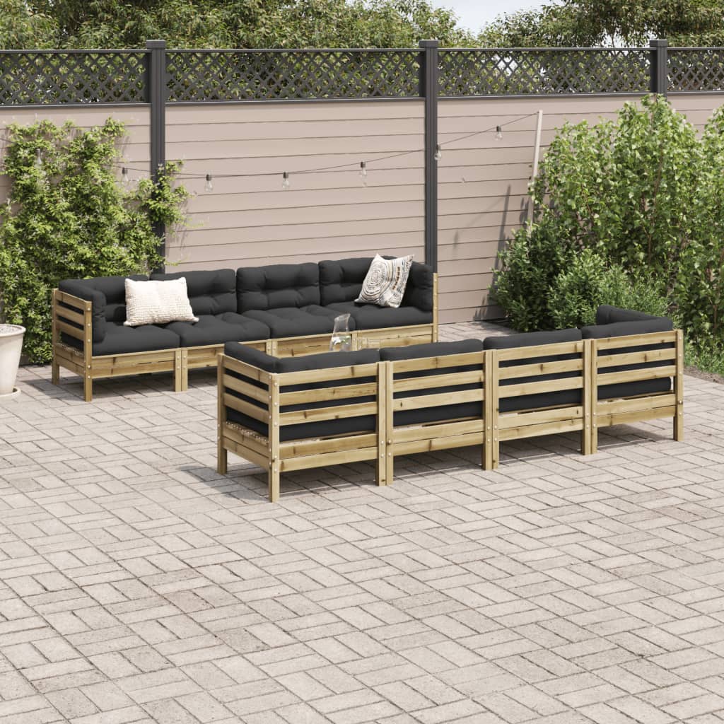 vidaXL 9-tlg. Garten-Sofagarnitur mit Kissen Kiefernholz Imprägniert