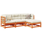 vidaXL 4-tlg. Garten-Sofagarnitur Wachsbraun Massivholz Kiefer