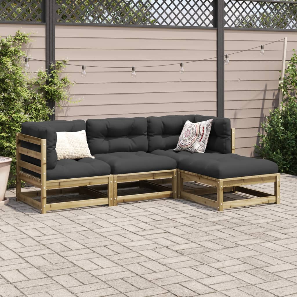 vidaXL 4-tlg. Garten-Sofagarnitur Kiefernholz Imprägniert