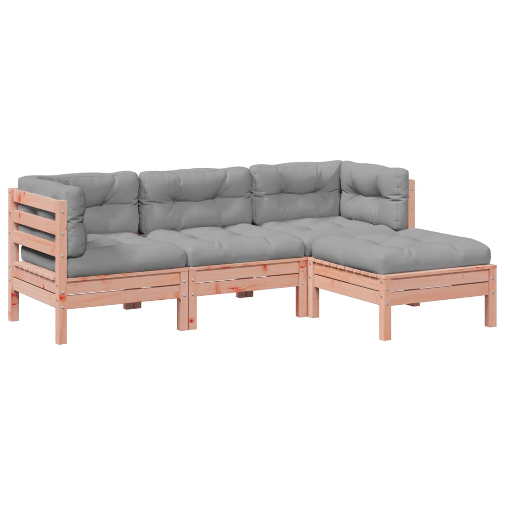 vidaXL 4-tlg. Garten-Sofagarnitur mit Kissen Massivholz Douglasie