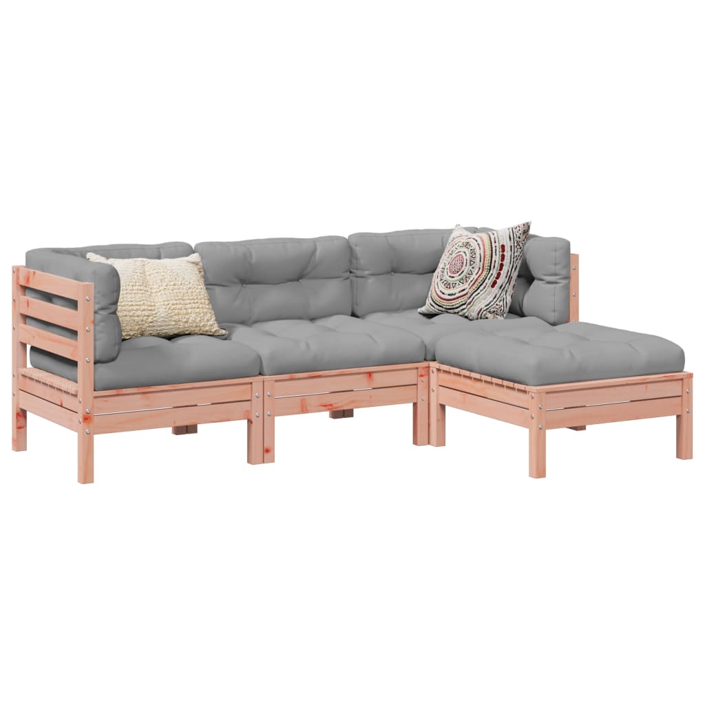 vidaXL 4-tlg. Garten-Sofagarnitur mit Kissen Massivholz Douglasie