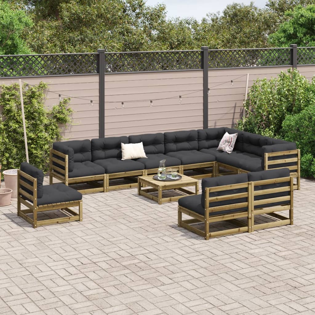 vidaXL 11-tlg. Garten-Sofagarnitur Kiefernholz Imprägniert