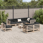 vidaXL 9-tlg. Garten-Sofagarnitur Massivholz Kiefer