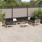 vidaXL 9-tlg. Garten-Sofagarnitur mit Kissen Massivholz Kiefer