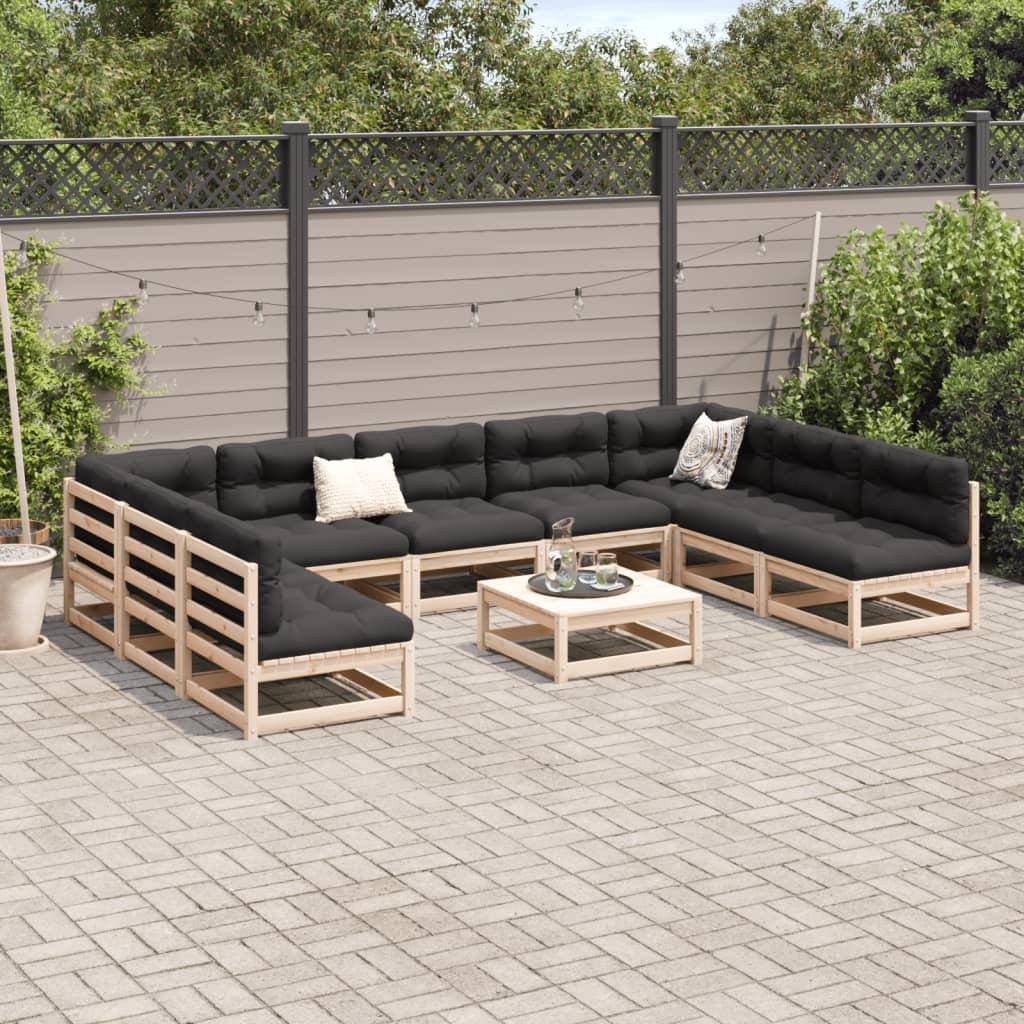 vidaXL 10-tlg. Garten-Sofagarnitur Massivholz Kiefer
