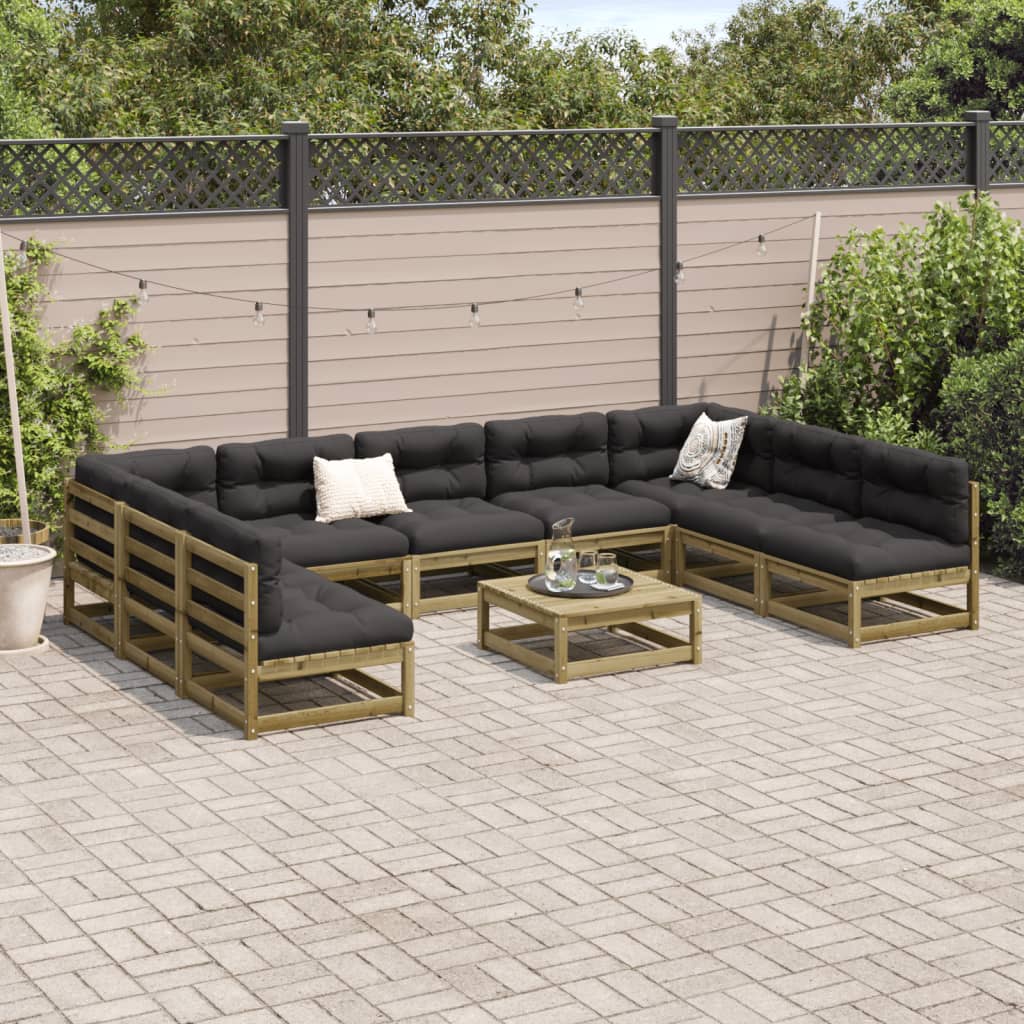 vidaXL 10-tlg. Garten-Sofagarnitur Kiefernholz Imprägniert
