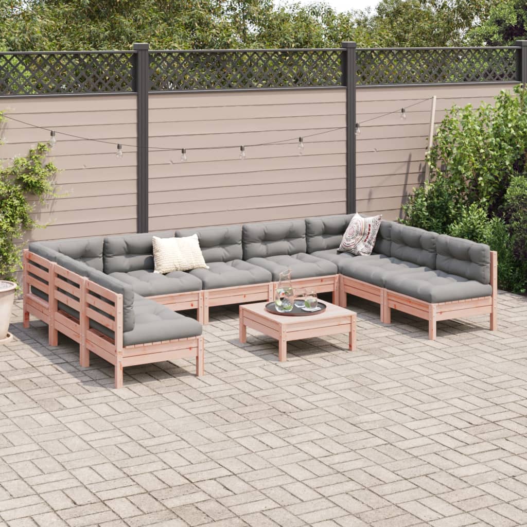vidaXL 10-tlg. Garten-Sofagarnitur mit Kissen Massivholz Douglasie