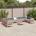 vidaXL 11-tlg. Garten-Sofagarnitur mit Kissen Massivholz Douglasie
