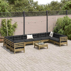 vidaXL 11-tlg. Garten-Sofagarnitur mit Kissen Kiefernholz Imprägniert