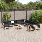 vidaXL 12-tlg. Garten-Sofagarnitur Massivholz Kiefer