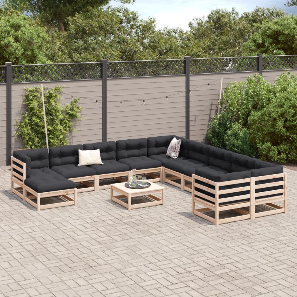 vidaXL 12-tlg. Garten-Sofagarnitur Massivholz Kiefer