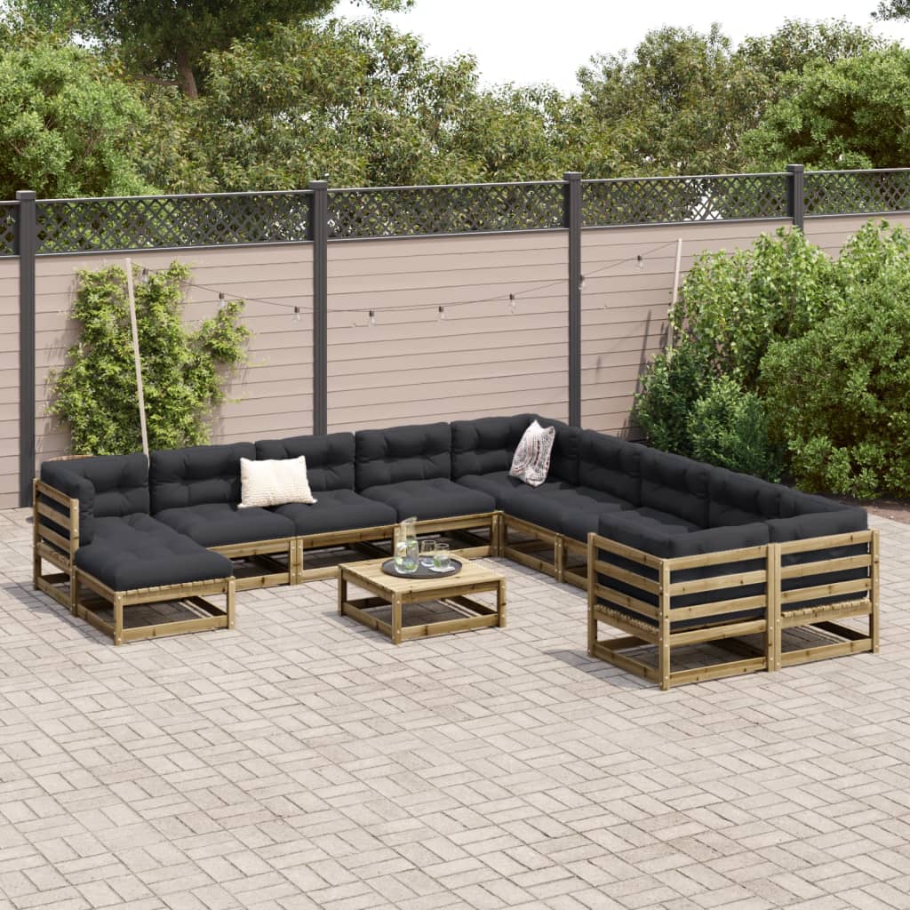 vidaXL 12-tlg. Garten-Sofagarnitur Kiefernholz Imprägniert