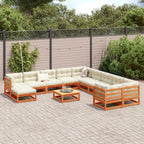 vidaXL 12-tlg. Garten-Sofagarnitur mit Kissen Wachsbraun Kiefernholz