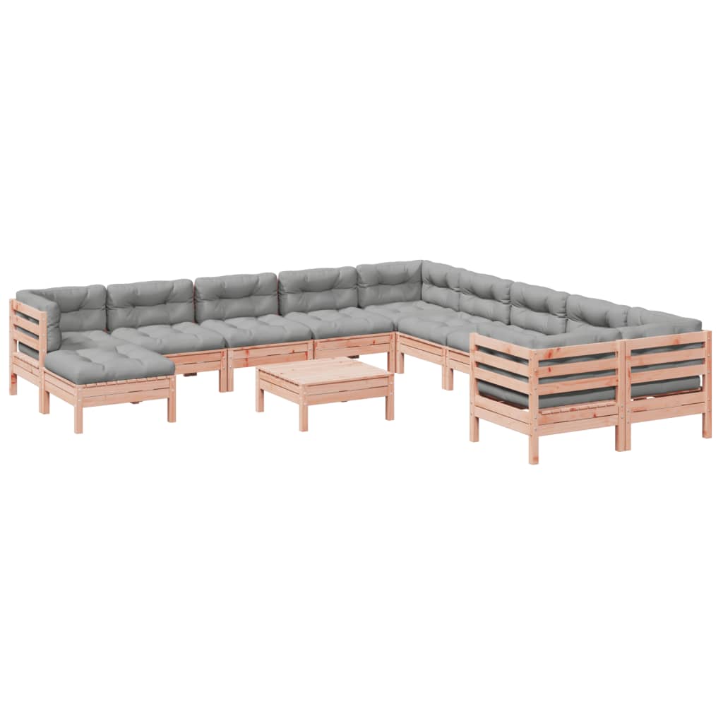 vidaXL 12-tlg. Garten-Sofagarnitur mit Kissen Massivholz Douglasie