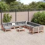 vidaXL 12-tlg. Garten-Sofagarnitur mit Kissen Massivholz Douglasie