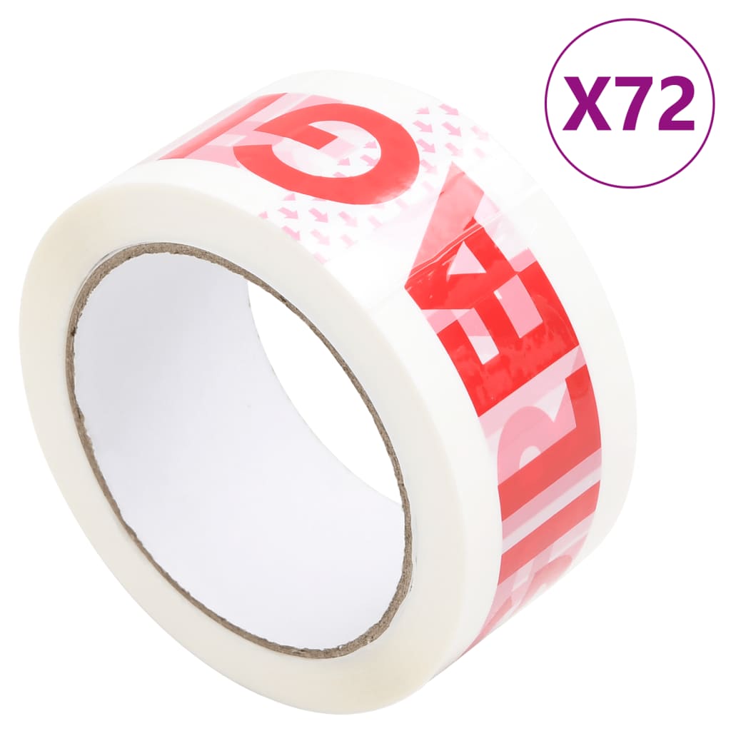 vidaXL Paketklebeband 72 Stk. FRAGILE Aufdruck Weiß 48 mm x 66 m