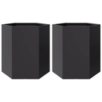 vidaXL Garten-Pflanzgefäße 2 Stück Schwarz Sechseckig 46x40x45 Stahl