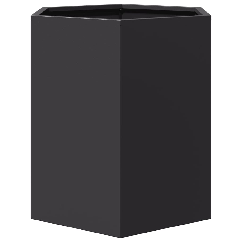 vidaXL Garten-Pflanzgefäße 2 Stück Schwarz Sechseckig 46x40x45 Stahl