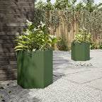 vidaXL Garten-Pflanzgefäße 2 Stk.Olivgrün Sechseckig 46x40x45 cm Stahl