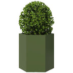 vidaXL Garten-Pflanzgefäße 2 Stk.Olivgrün Sechseckig 46x40x45 cm Stahl