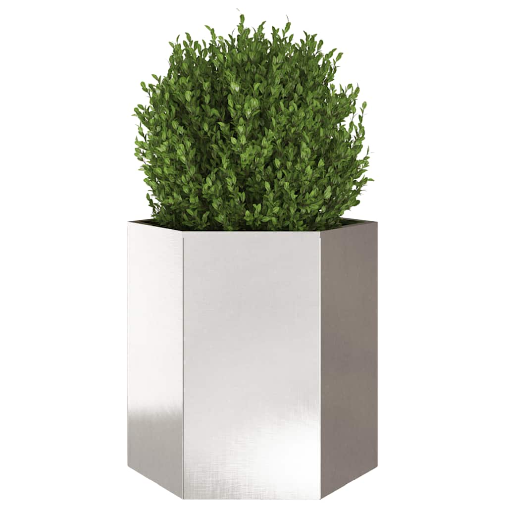 vidaXL Pflanzkübel Sechseckig 46x40x45 Edelstahl