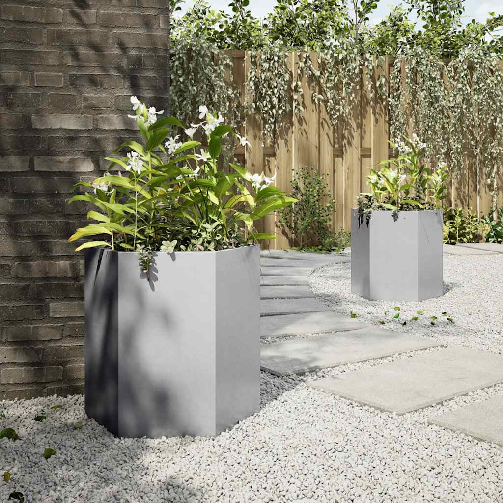 vidaXL Garten-Pflanzgefäße 2Stk.Sechseckig 46x40x45cm Verzinkter Stahl
