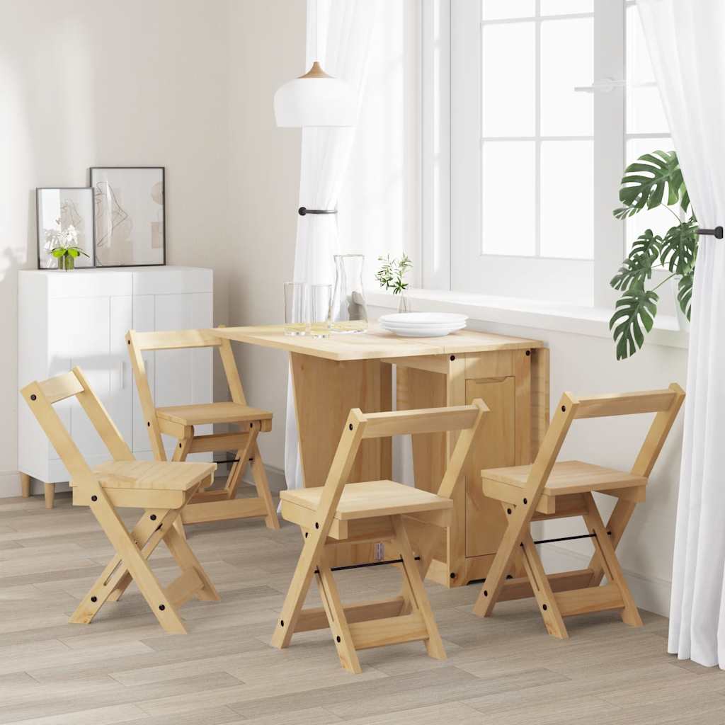 vidaXL Esszimmerstühle Klappbar 4 Stk. Corona Wachsbraun Massivholz