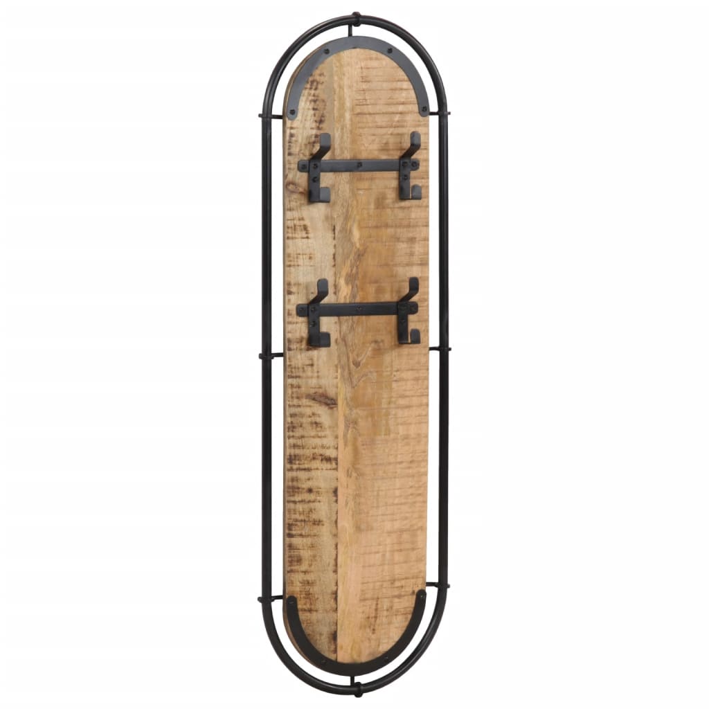 vidaXL Wandgarderoben mit 4 Haken 2 Stk. Raues Mangoholz