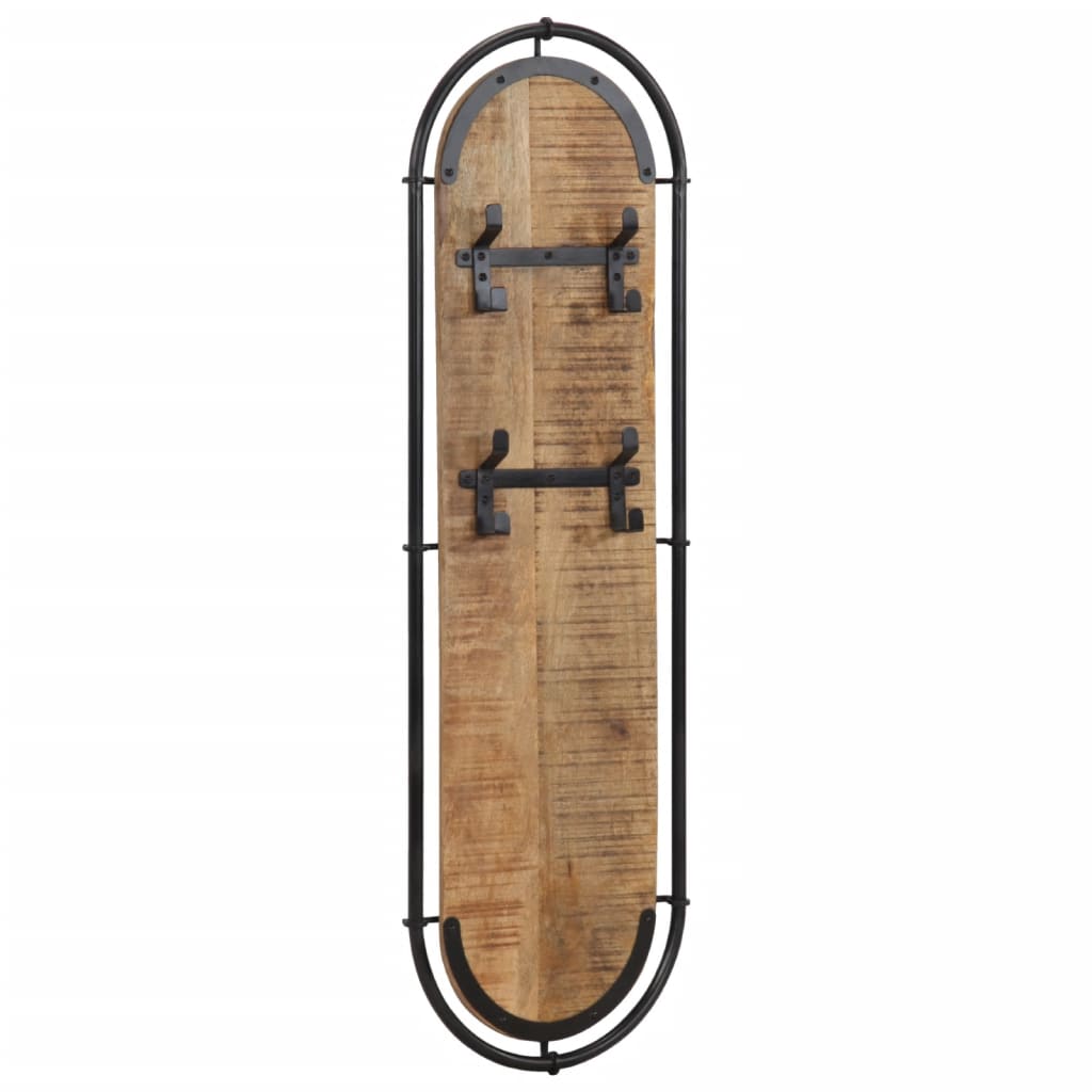 vidaXL Wandgarderoben mit 4 Haken 2 Stk. Raues Mangoholz