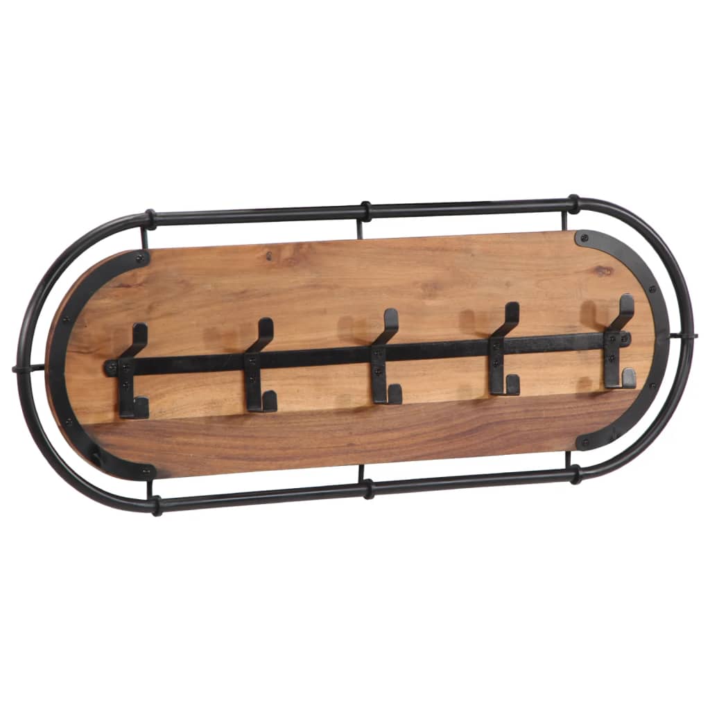 vidaXL Wandgarderobe mit 5 Haken Massivholz Akazie