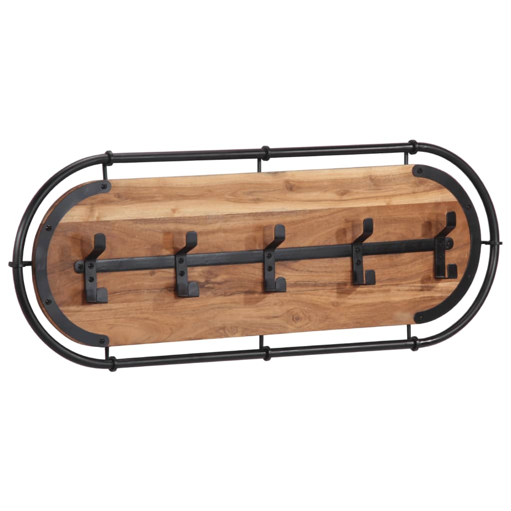 vidaXL Wandgarderobe mit 5 Haken Massivholz Akazie
