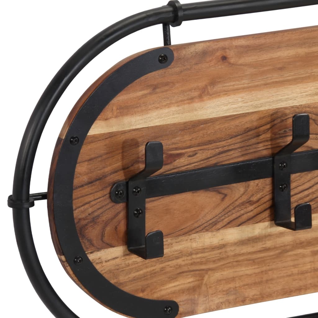 vidaXL Wandgarderobe mit 5 Haken Massivholz Akazie