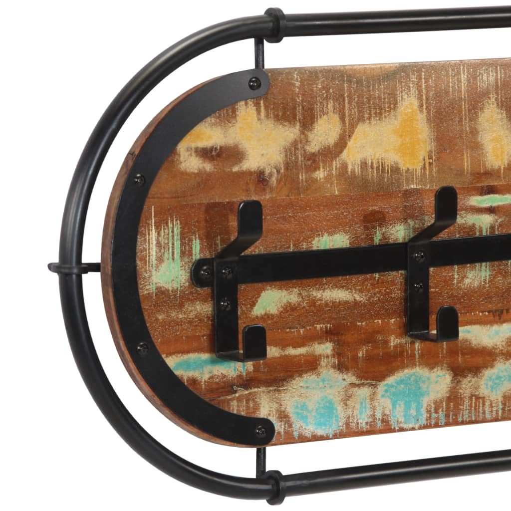 vidaXL Wandgarderobe mit 5 Haken Altholz Massiv