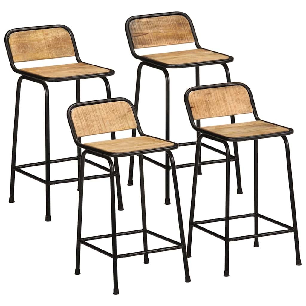 vidaXL Barhocker 4 Stk. 46x35,5x80 cm Raues Mango Massivholz