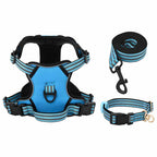vidaXL Hundegeschirr mit Leine & Halsband Verstellbar Blau L