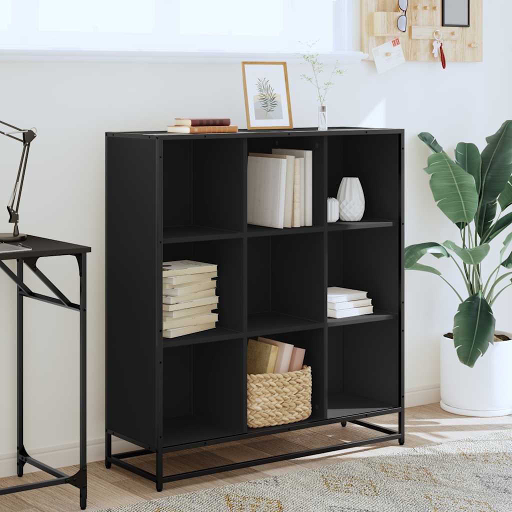 vidaXL Bücherregal Schwarz 97,5x33x107,5 cm Holzwerkstoff und Metall