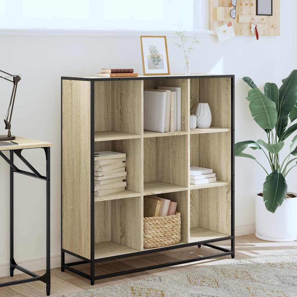 vidaXL Bücherregal Sonoma-Eiche 97,5x33x107,5 Holzwerkstoff und Metall