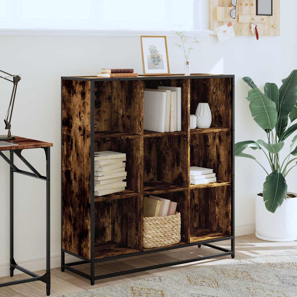vidaXL Bücherregal Räuchereiche 97,5x33x107,5 Holzwerkstoff und Metall