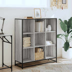vidaXL Bücherregal Grau Sonoma 97,5x33x107,5 Holzwerkstoff und Metall