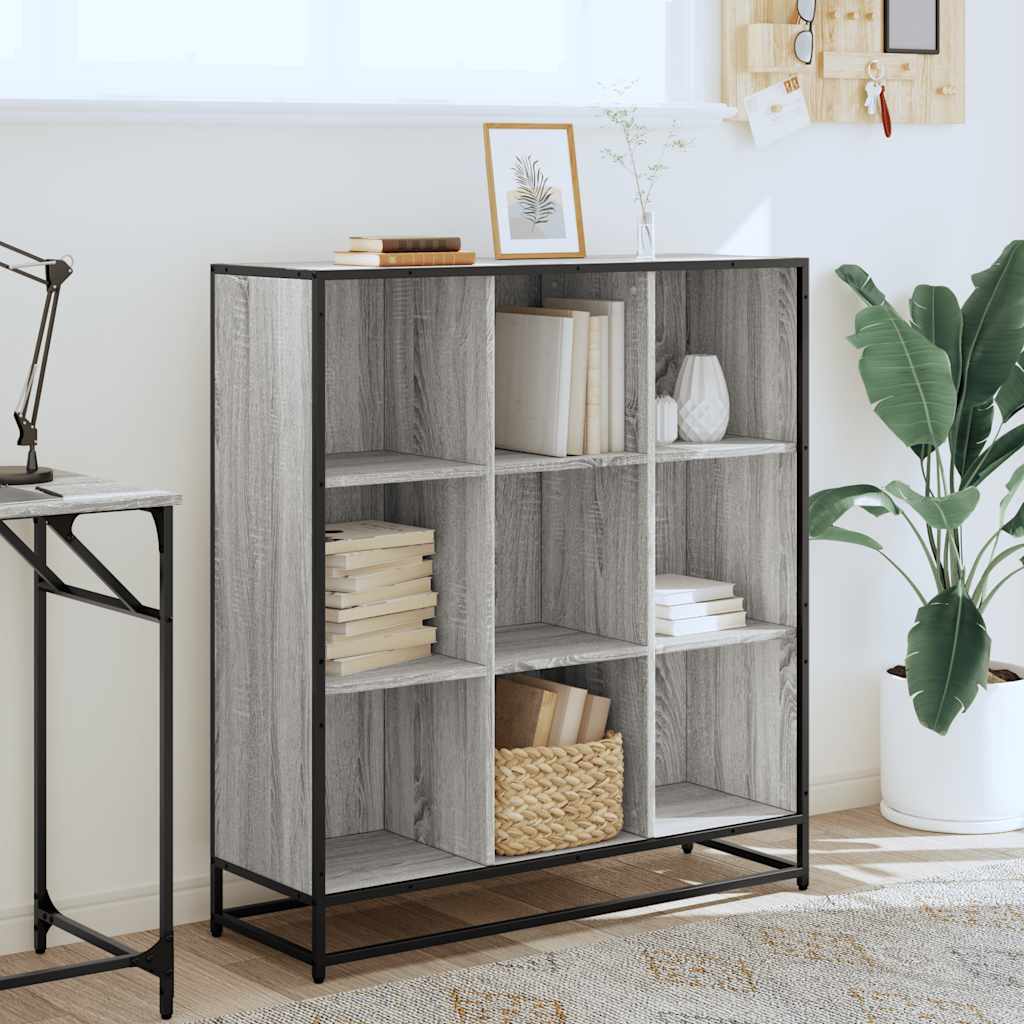 vidaXL Bücherregal Grau Sonoma 97,5x33x107,5 Holzwerkstoff und Metall