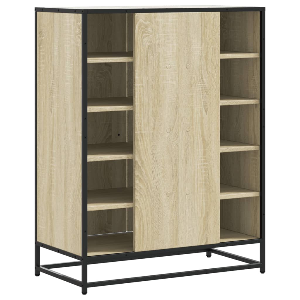 vidaXL Schuhschrank Sonoma Eiche 75x38x97,5 cm Holzwerkstoff Metall