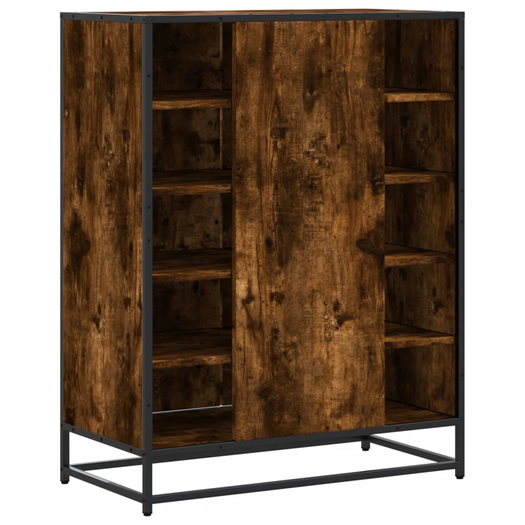 vidaXL Schuhschrank Räuchereiche 75x38x97,5 cm Holzwerkstoff Metall