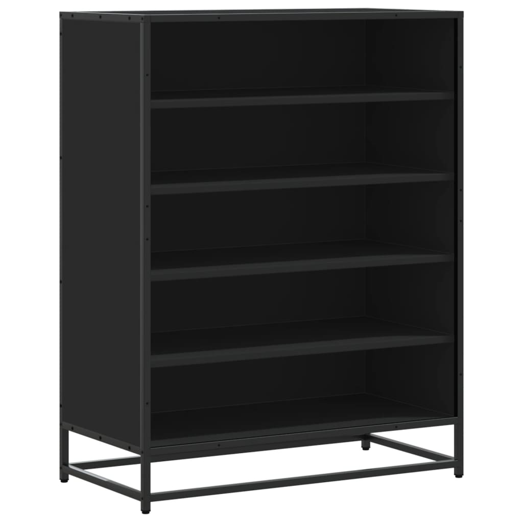 vidaXL Schuhschrank Schwarz 75x38x97,5 cm Holzwerkstoff Metall