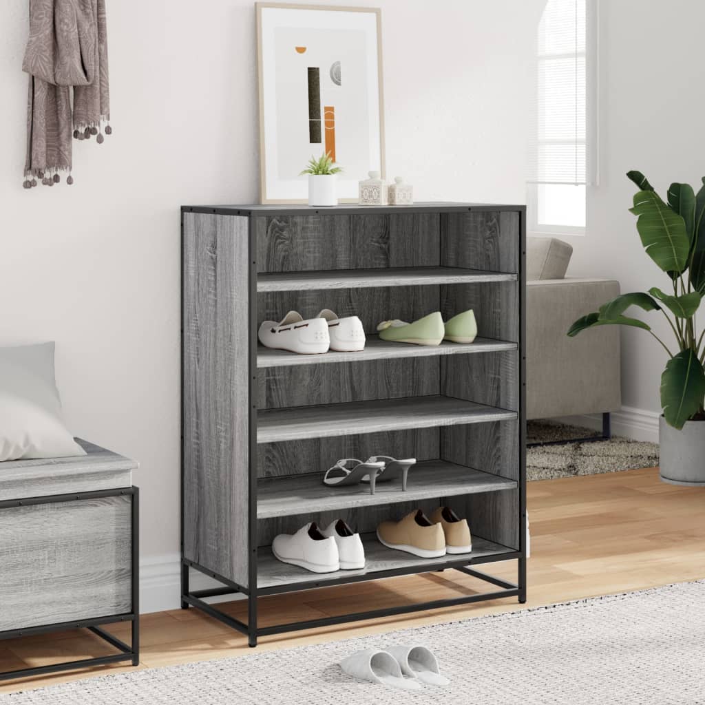 vidaXL Schuhschrank Grau Sonoma 75x38x97,5 cm Holzwerkstoff Metall